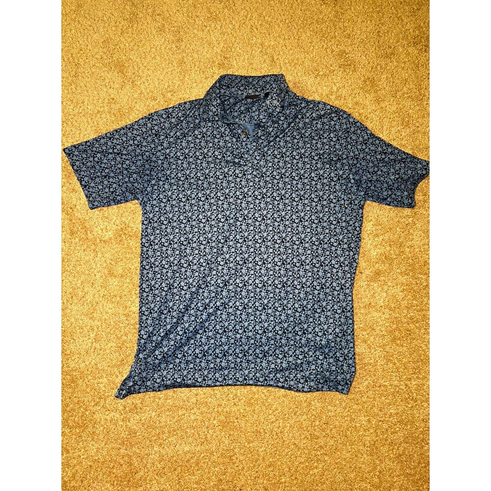 FootJoy Men’s L Regular Blue/Gray Floral Polo Short Sleeve Collared Button